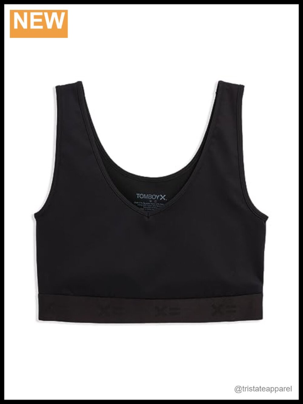 TomboyX V Neck Compression Bra Recycled Nylon Spandex Wireless Sports Bra